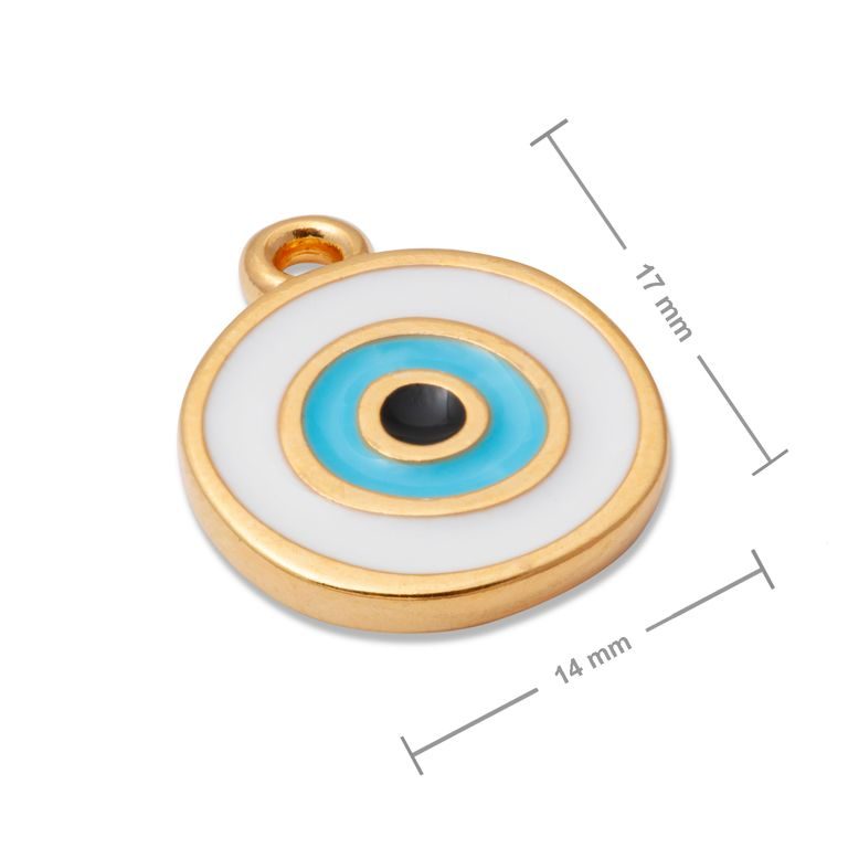 Manumi pandantiv ochi în ramă rotundă 17x14mm placat cu aur