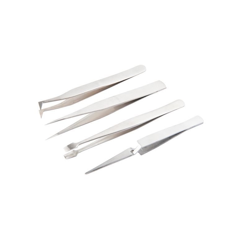 Set of stainless steel tweezers 4pcs