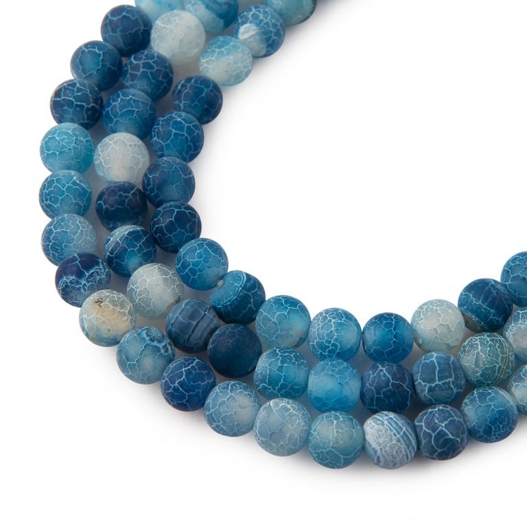 Crackle Blue Agate beads matte 6mm