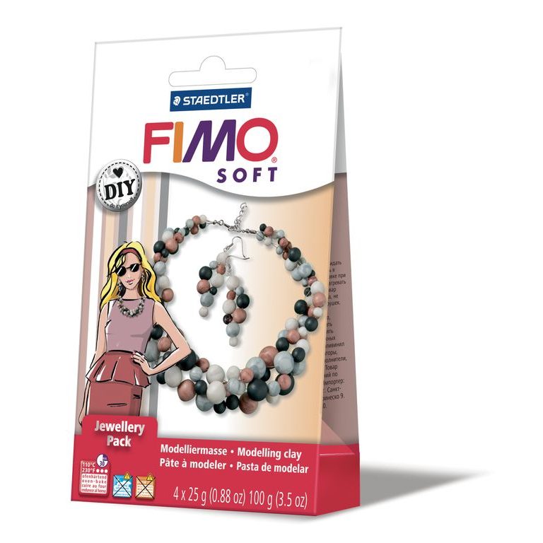 FIMO Soft DIY šperková sada na náhrdelník a náušnice v zemitých barvách