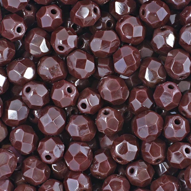 Glass fire polished beads 6mm Opaque Cocoa Brown