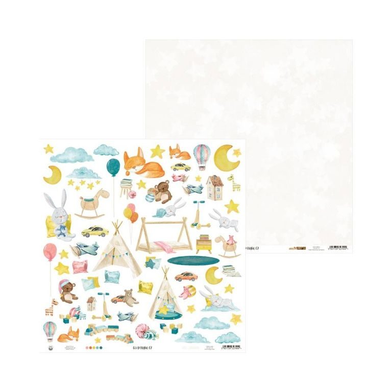 Set of double-sided papers for scrapbook 30x30cm 12 sheets P13 Good Night