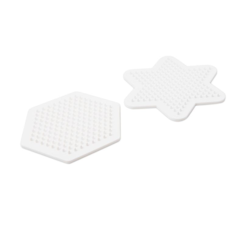 Set of 2 pegboards for ironing beads star and hexagon