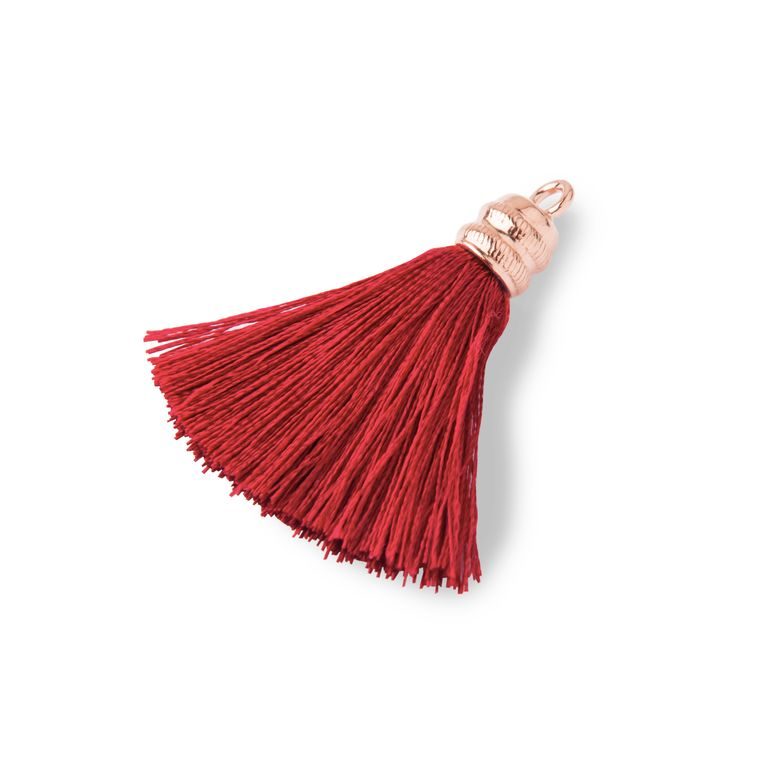 Silver tassel rose gold plated 4cm red No.1185