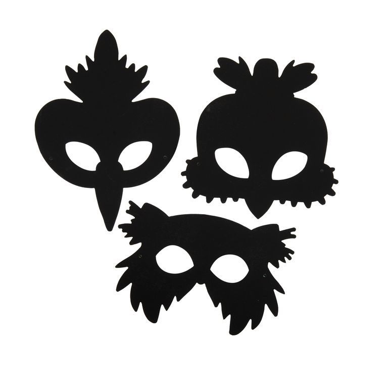 Vyškrabávací masky ve tvaru ptáčka 3 ks