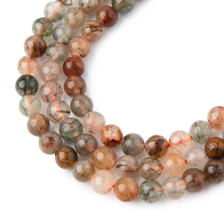 Rainbow Rutilated Quartz A beads 6mm