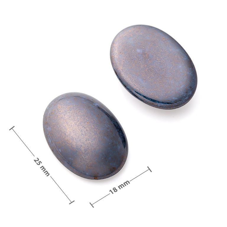 Czech glass cabochon 25x18mm blue lustre