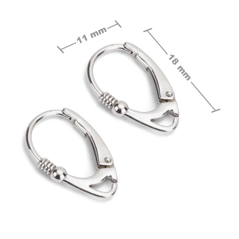 Sterling silver 925 leverback earring hook 18x11mm No.41