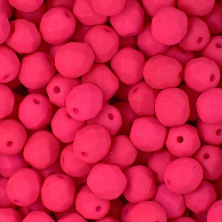 Broušené korálky 6mm Neon Pink