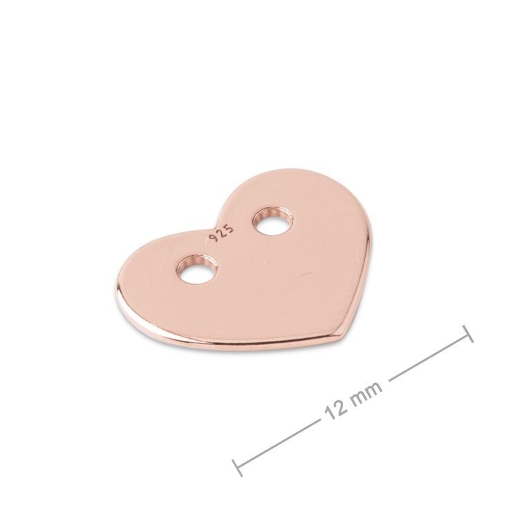 Silver connector heart rose gold-plated 12mm No.756