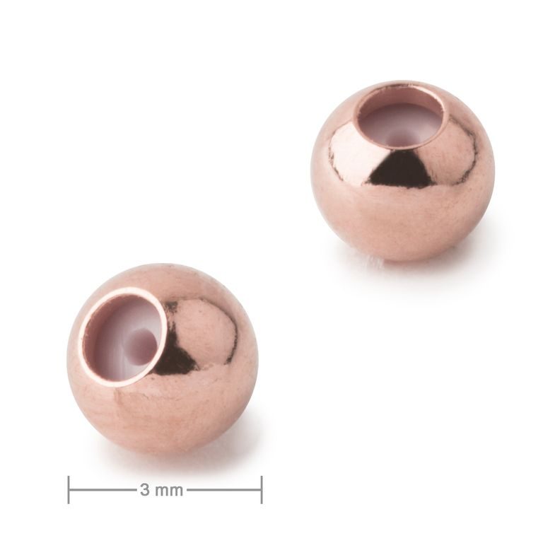 Metal bead with silicone core 3 mm rose gold