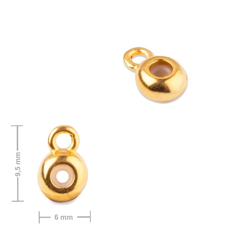 Manumi spacer ring with silicone core and a loop 9.5x6mm gold-plated