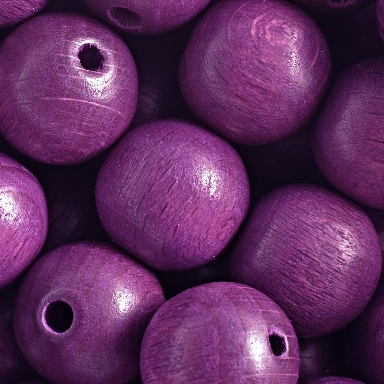 Czech wooden beads round 18mm purple No.218