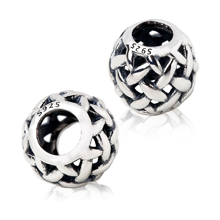 Sterling silver 925 large-hole bead Braided filigree Ag 925