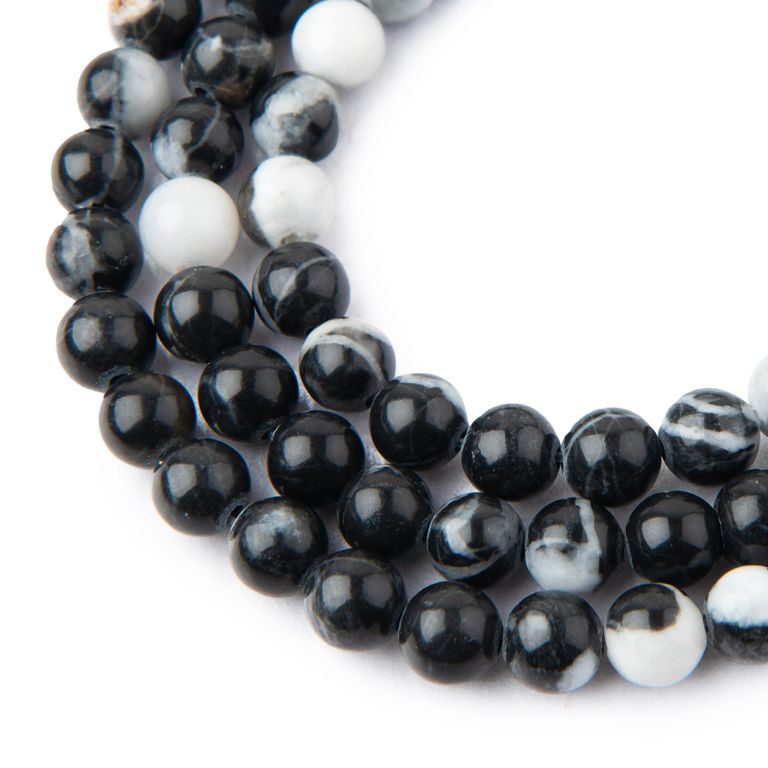 White Black Zebra Jasper beads 8mm