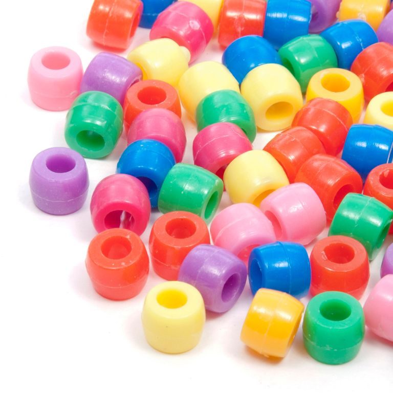 Mix of colourful plastic pony beads 6x8mm