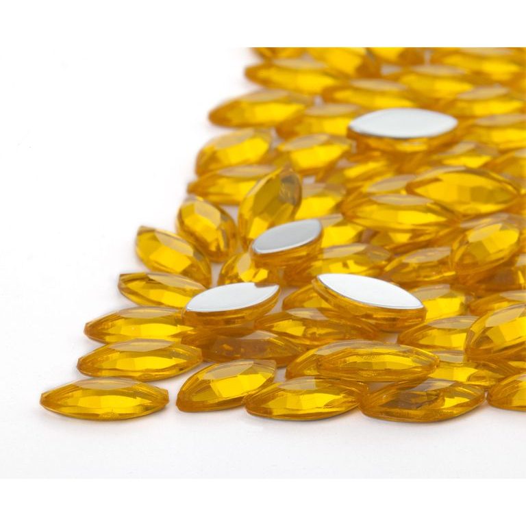 Acrylic glue-on stones navette 5x10mm yellow