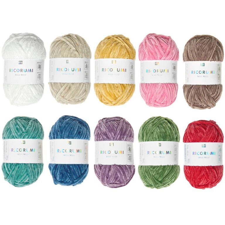 Sada ženilkové háčkované guľôčky Ricorumi Nilli Nilli Rainbow 10 ks