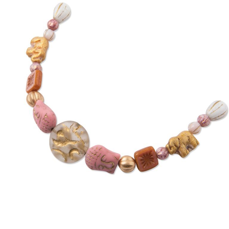 Mix of glass beads Rutkovsky pink Buddha