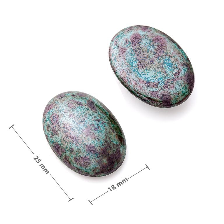 Czech glass cabochon 25x18mm blue lazure