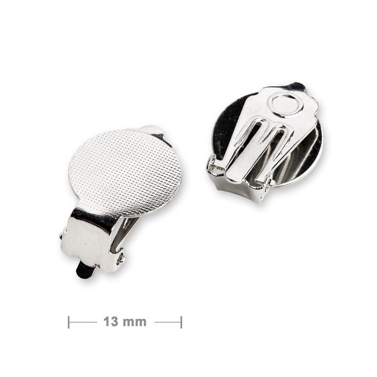Flat clip-on earrings 13mm in the colour of silver