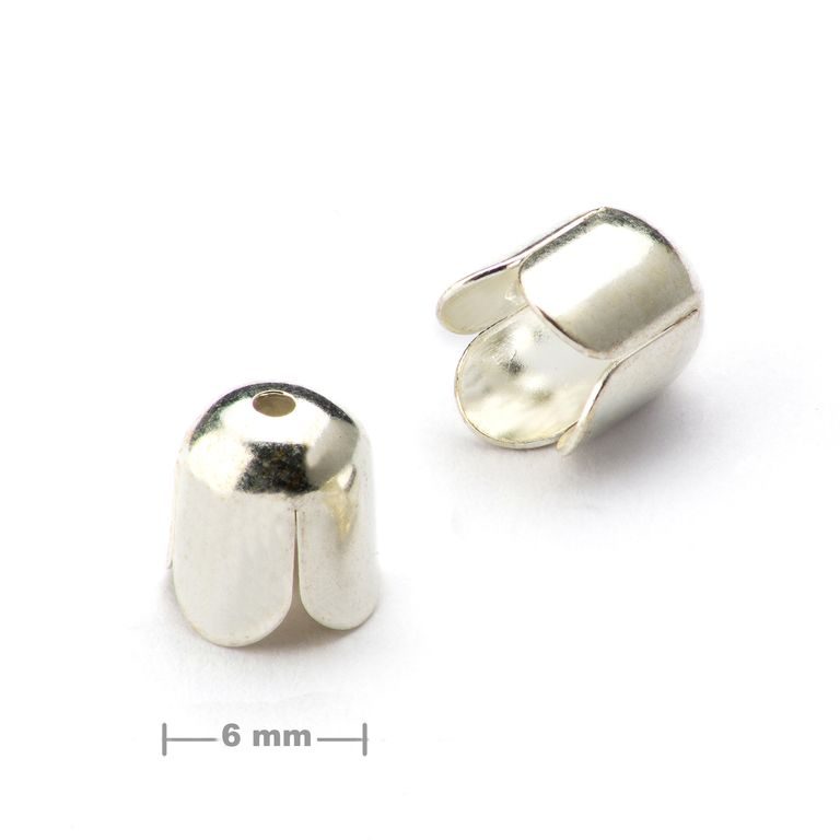 Tulip bead cap 6mm silver