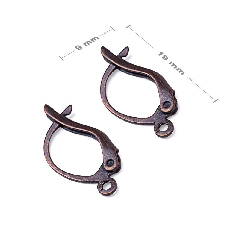 Leverback earring hooks 19x9mm antique copper