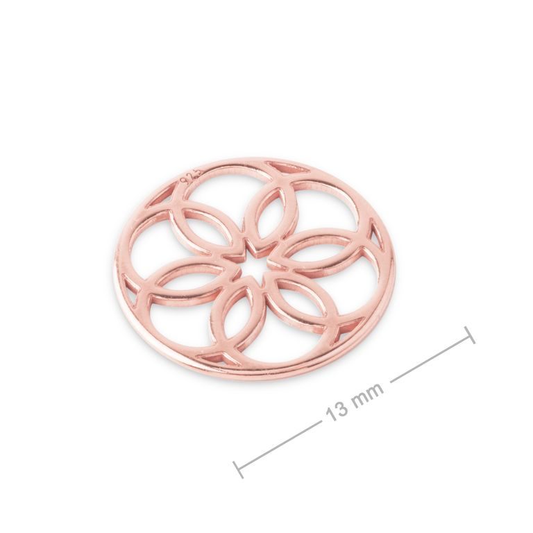 Silver connector rosette rose gold-plated 13mm No.783