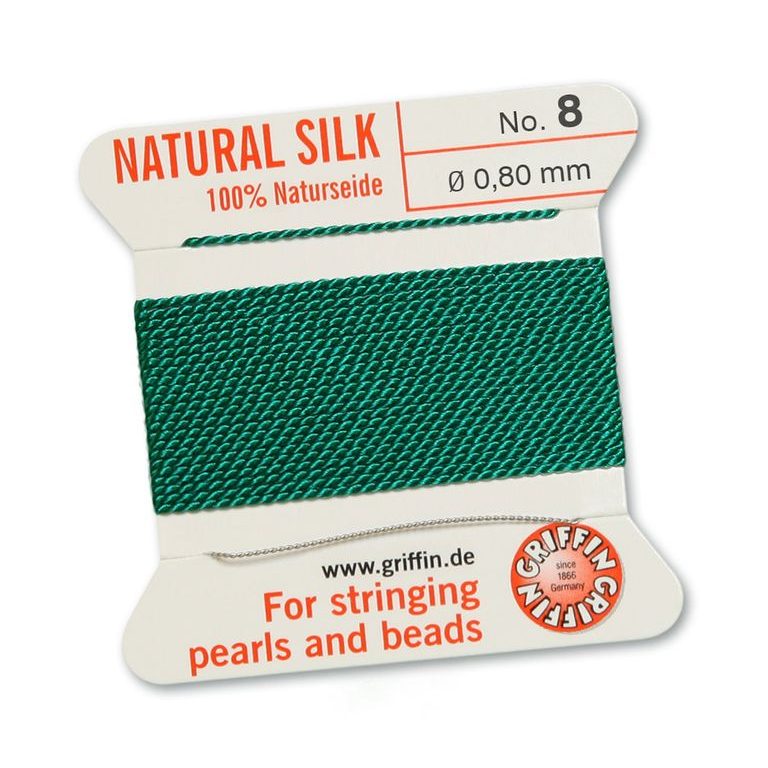 Silk thread with needle 0.8mm/2m green