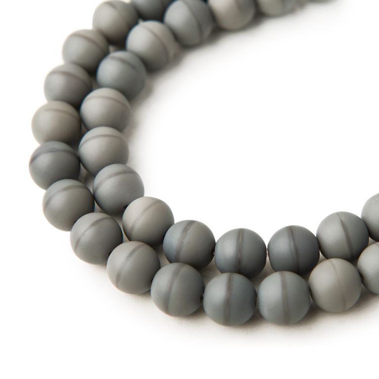 Manumi czech glass pressed round beads Dark Grey Opaque Matt 8mm
