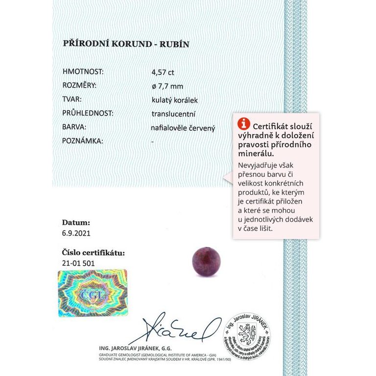 Korálky z minerálu - Rubín 7mm