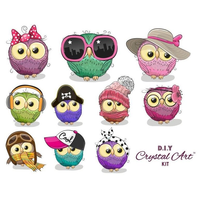 Diamond painting sticker set little owls