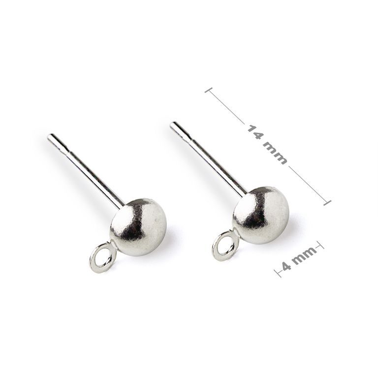 Half ball ear posts 4mm silver