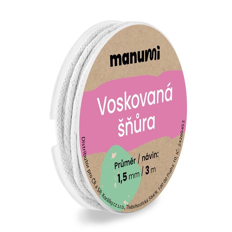 Voskovaná šňůra 1,5mm/3m bílá