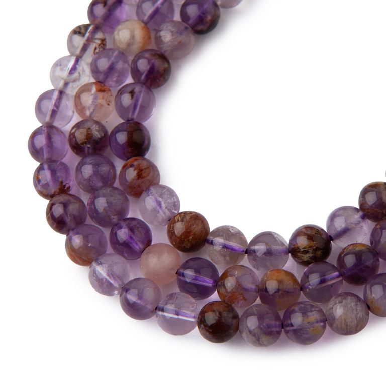Purple Phantom Quartz beads 6mm