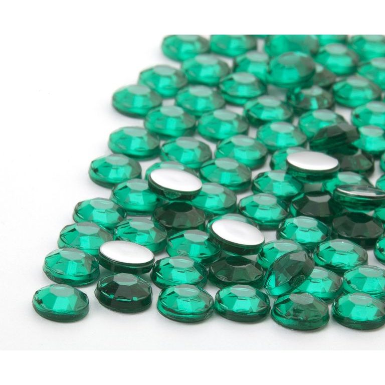 Acrylic glue-on stones round 6mm green