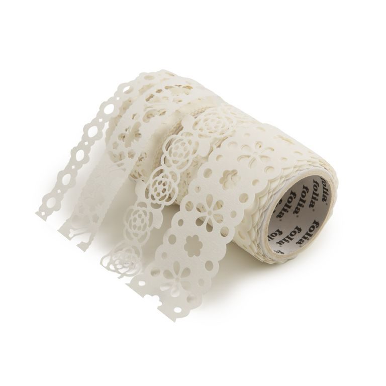 Lace washi tape 4x1m white