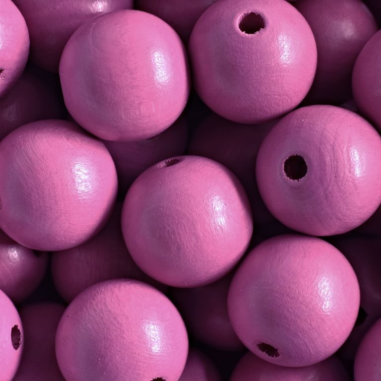 Dřevěné korálky kulička 14mm růžová
