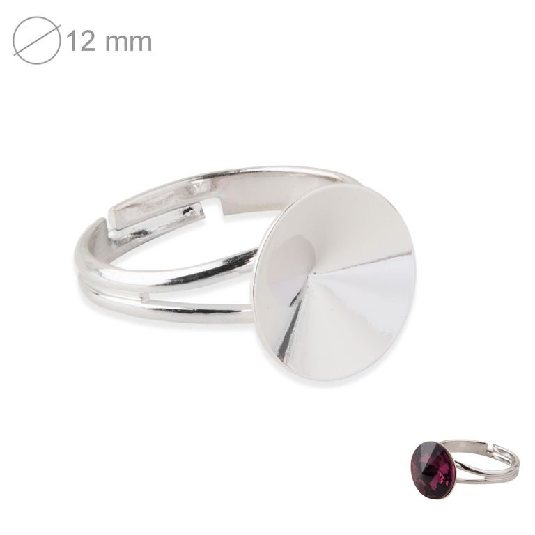 Rivoli simple ring 12mm rhodium