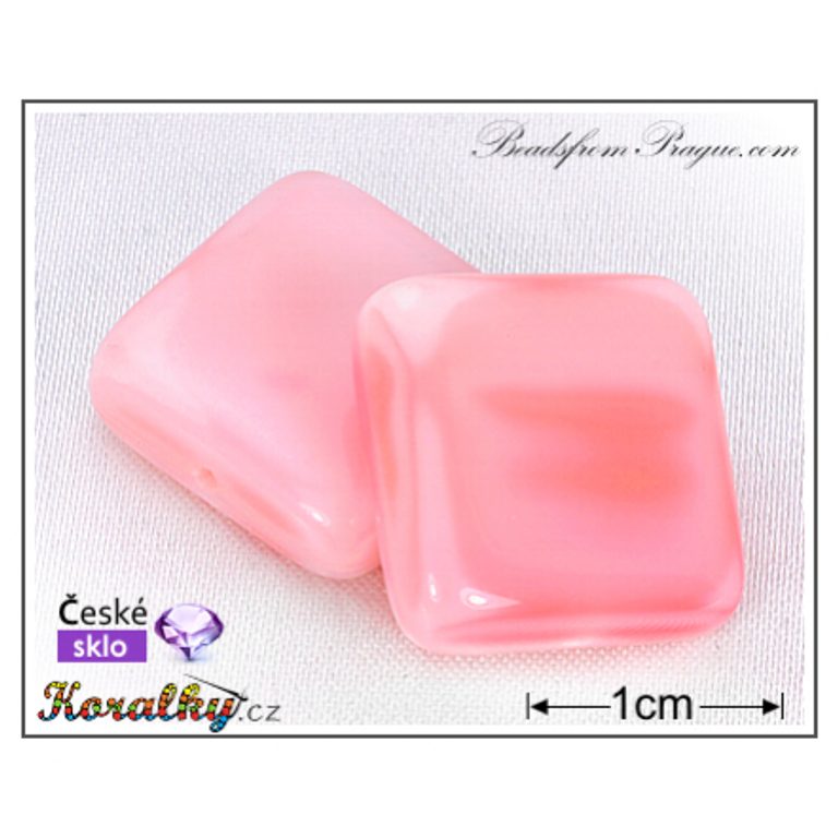 Czech glass pressed bead square 17x17mm pink No.34