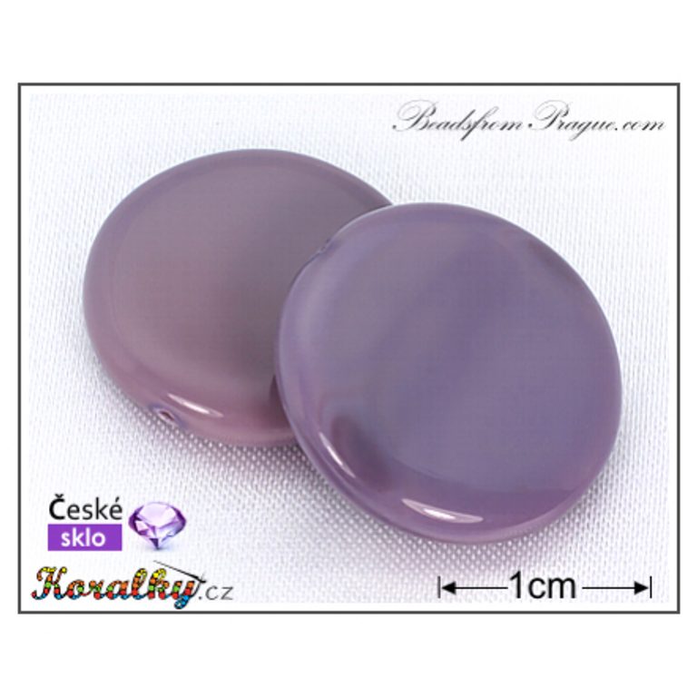 Czech glass pressed bead flat 20mm purple No.93