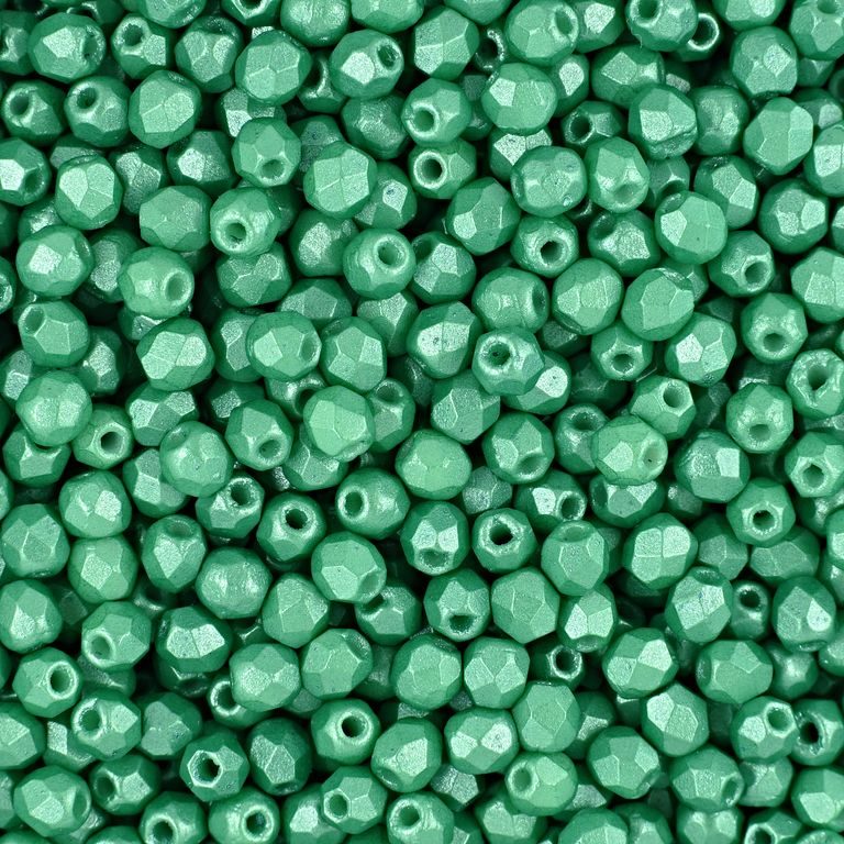 Glass fire polished beads 3mm Pearl Shine Light Green