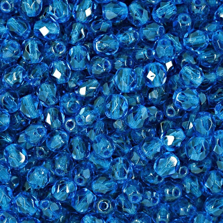 Brúsené koráliky 4mm Capri Blue