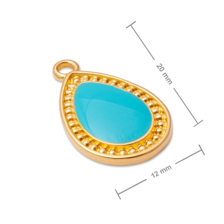 Manumi pandantiv picătură verde în ramă decorativă 20x12mm placată cu aur