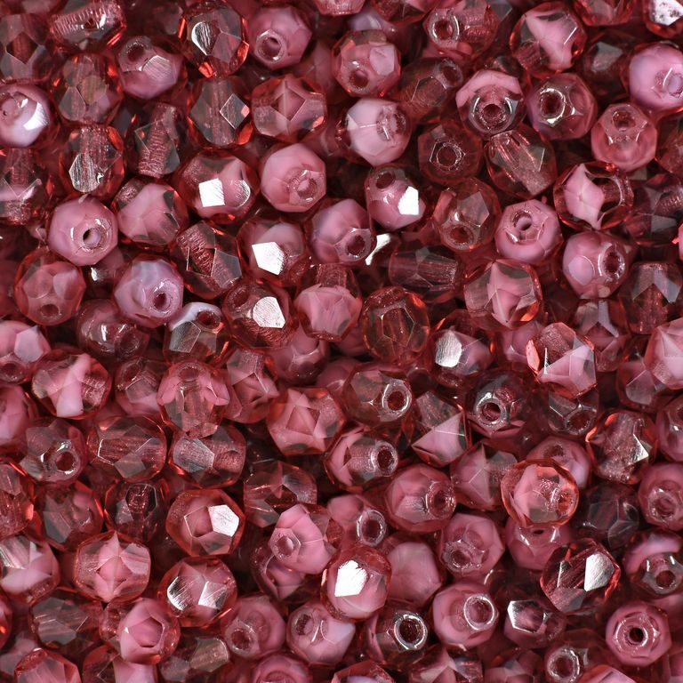 Glass fire polished beads 4mm Pearl Fuchsia