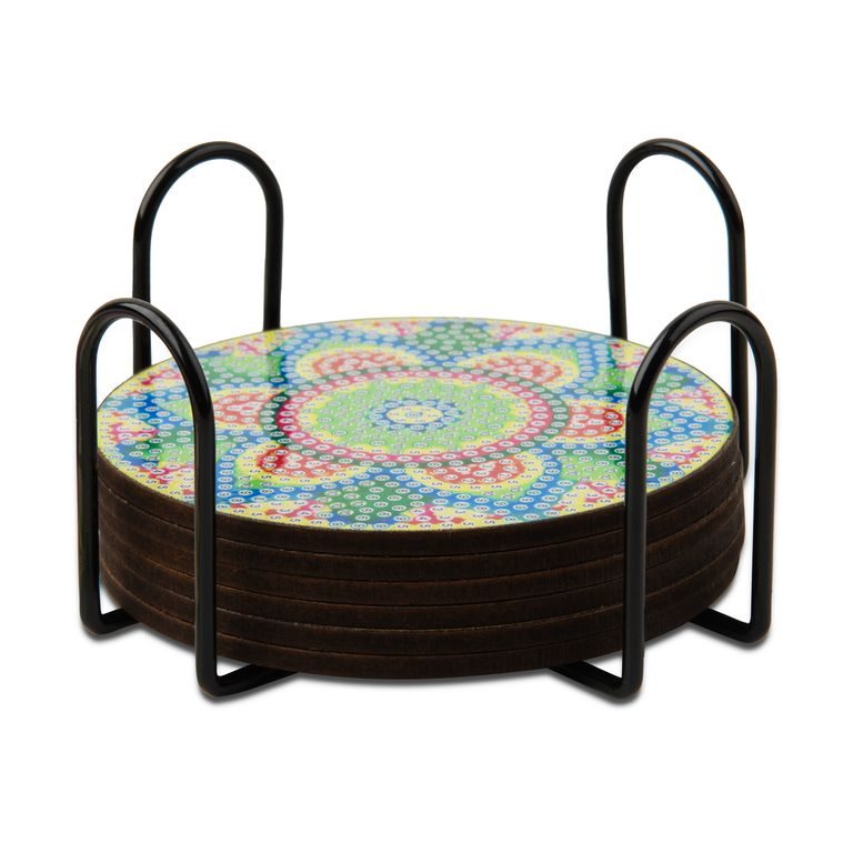 Diamond painting set metal holder with 6 coasters