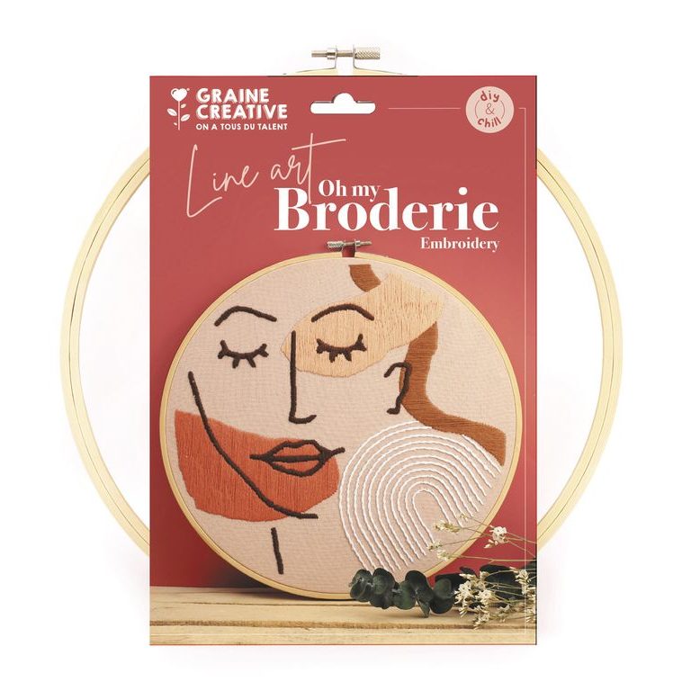 Embroidery kit decoration with a face motif