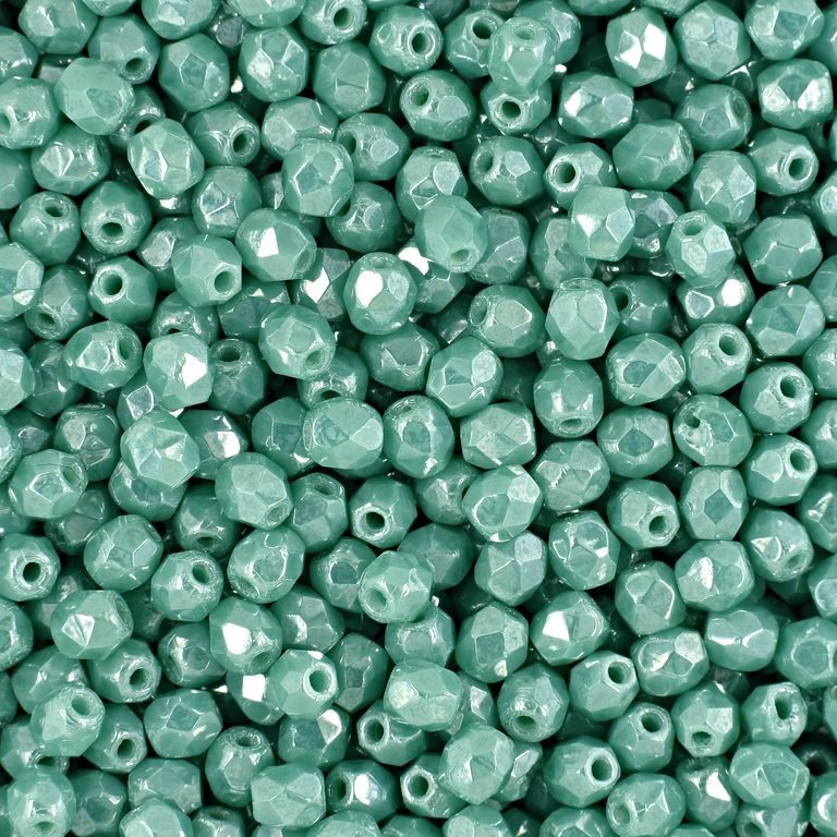 Broušené korálky 3mm Luster Opaque Turquoise