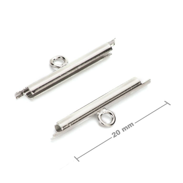 Miyuki slide tube clasp 20mm in the colour of platinum