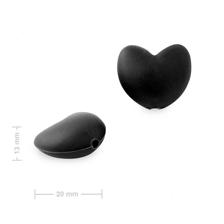 Silicone beads heart 20x17x13mm Black